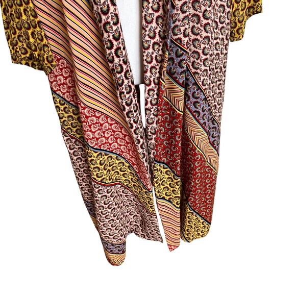 Cabi Poet Kimono Duster Jacket  5664Size Large Yellow Gold Patchwork Floral Boho - Picture 4 of 11
